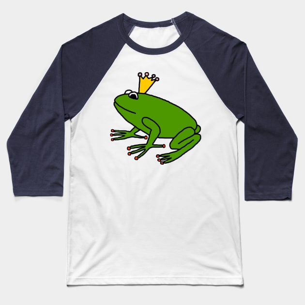 Cute Green Frog Prince with Animals Crown Baseball T-Shirt by ellenhenryart